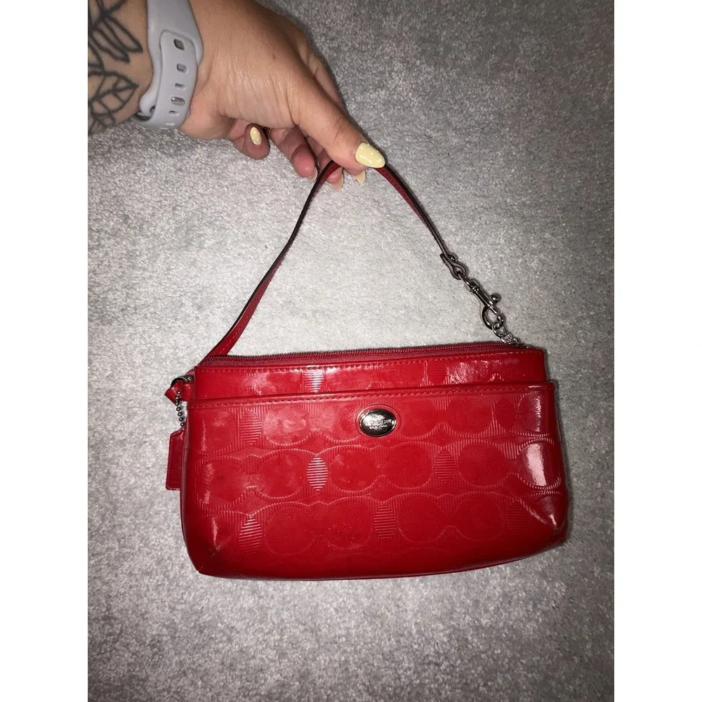coach red patent leather wriset y2k signature c design
